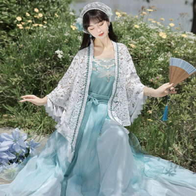 Women Qiyao Ruqun Hanfu Set for Everyday Summer Wear with Dragonfly Theme