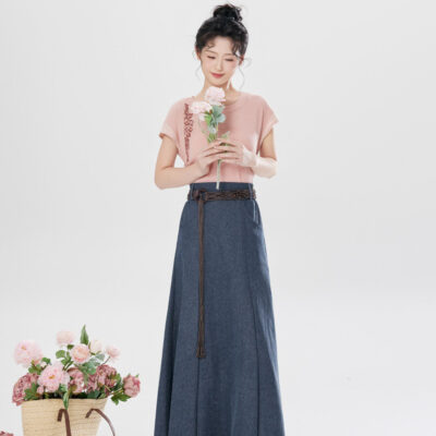 Women Summer Casual Fashion Hanfu Round-Neck Top