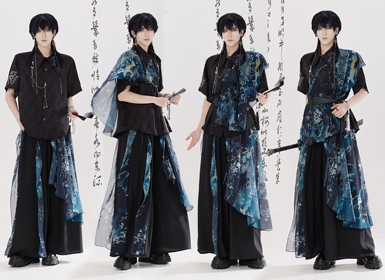 Men Fashion Song Dynasty-Style Hanfu Set Shirt Songku Couple Set