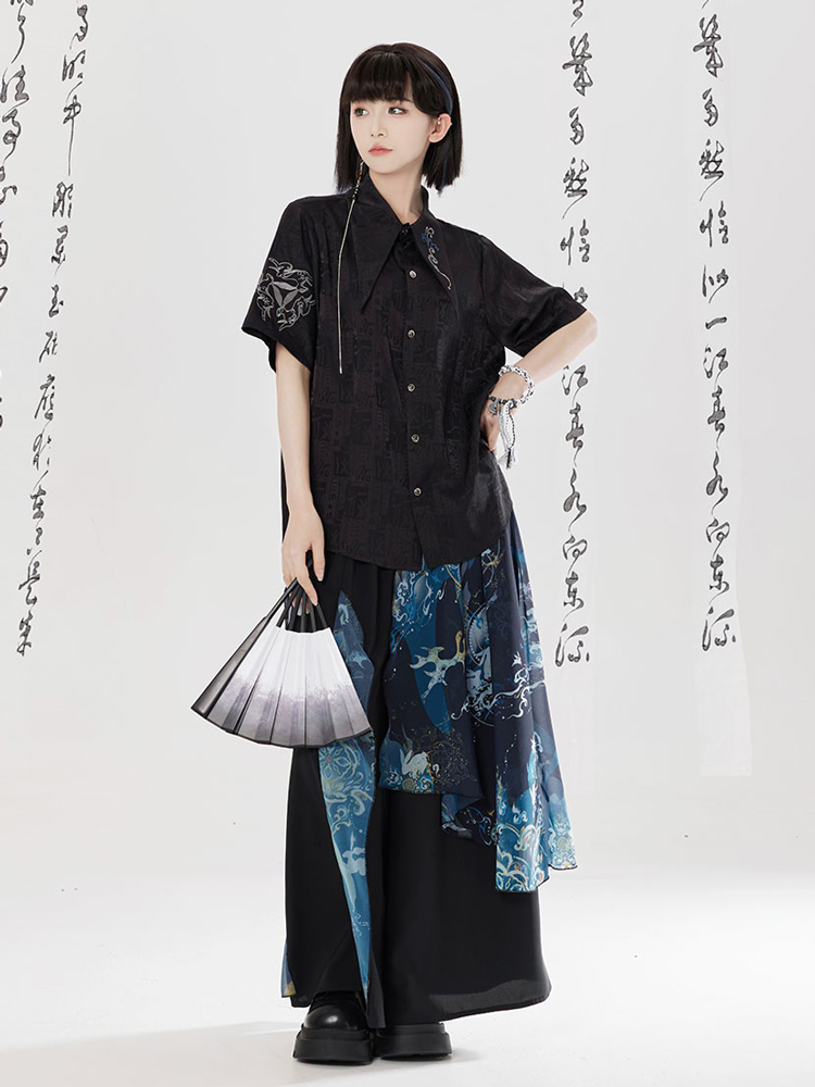 Men Fashion Song Dynasty-Style Hanfu Set Shirt Songku Couple Set
