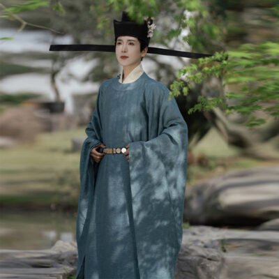 Men Song Dynasty Style Hanfu Round-Neck Robe Classic Minimalist Set