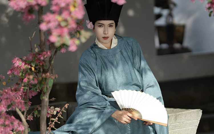 Men Song Dynasty Style Hanfu Round-Neck Robe Classic Minimalist Set