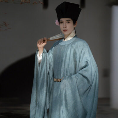 Men Song Dynasty Style Hanfu Round-Neck Robe Classic Minimalist Set