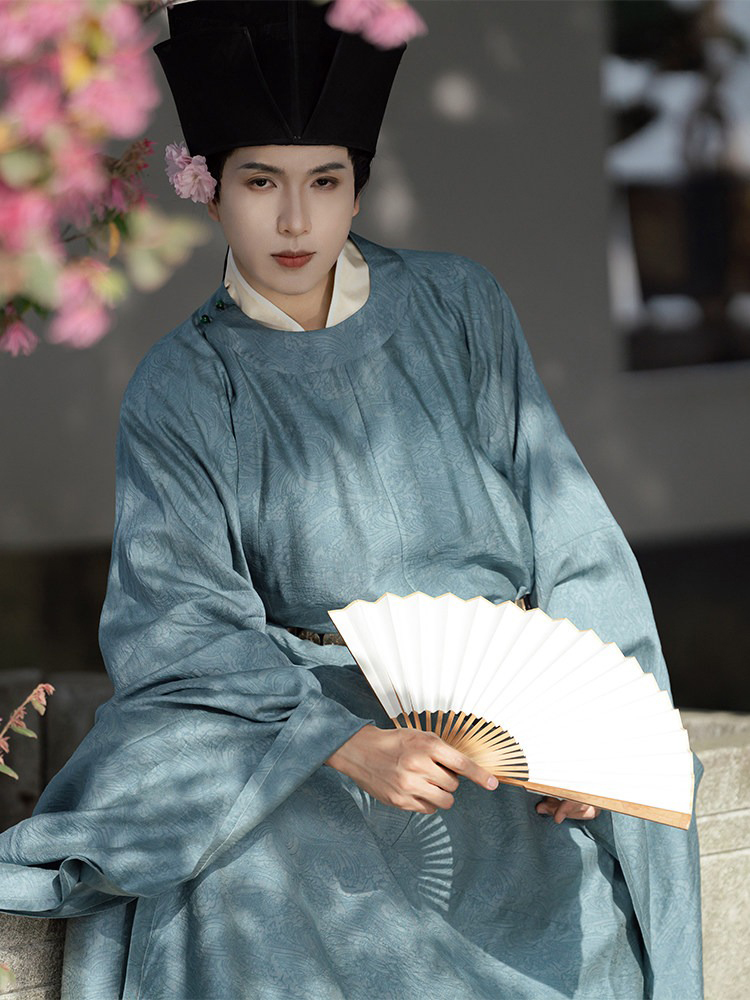 Men Song Dynasty Style Hanfu Round-Neck Robe Classic Minimalist Set