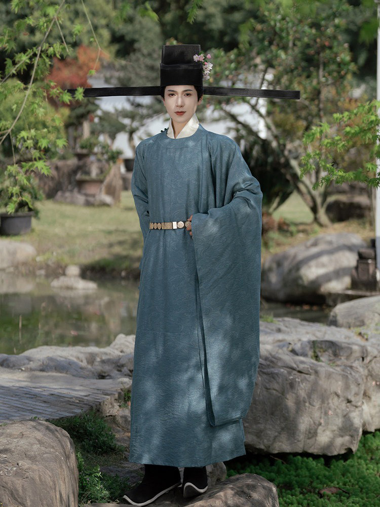 Men Song Dynasty Style Hanfu Round-Neck Robe Classic Minimalist Set