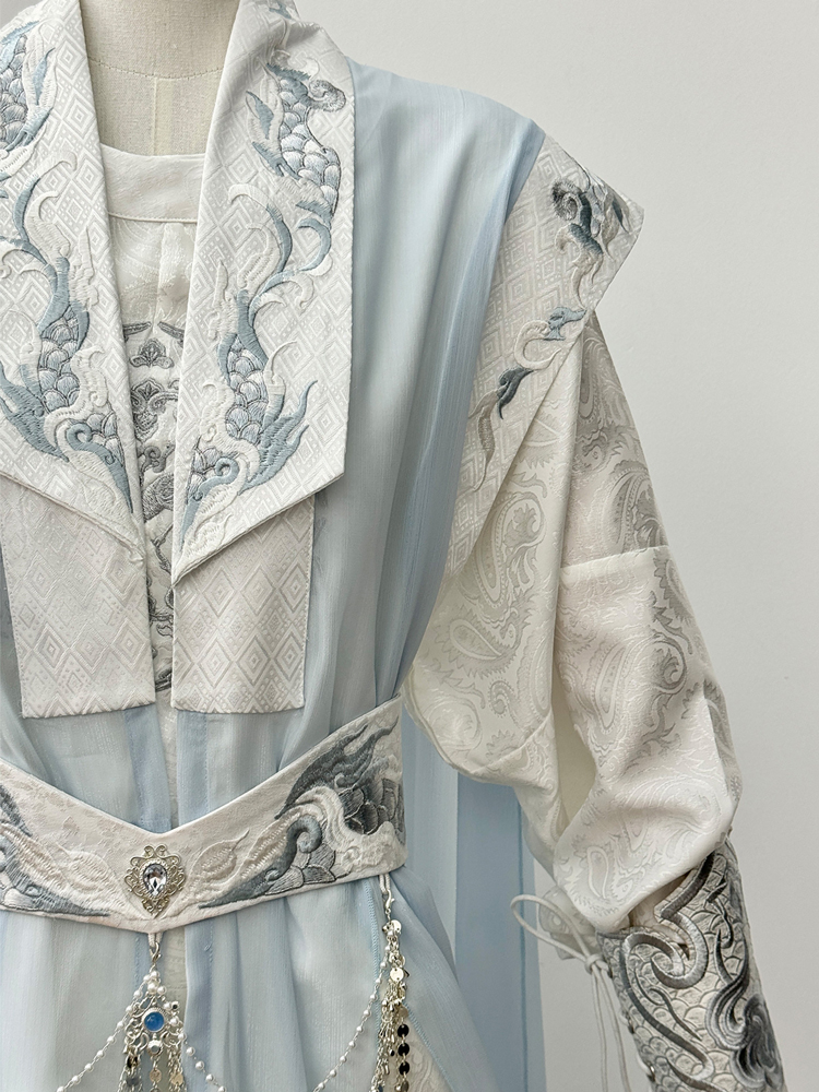 Men Wuxia-Style Hanfu Set Blue Xianxia Cosplay Costume