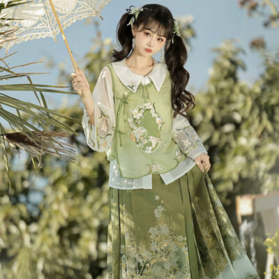 Ming Dynasty Women Hanfu Set Summer Ma Mian Qun Set