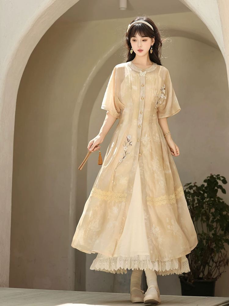 Summer Women Dress Set with Classic Hanfu Elements
