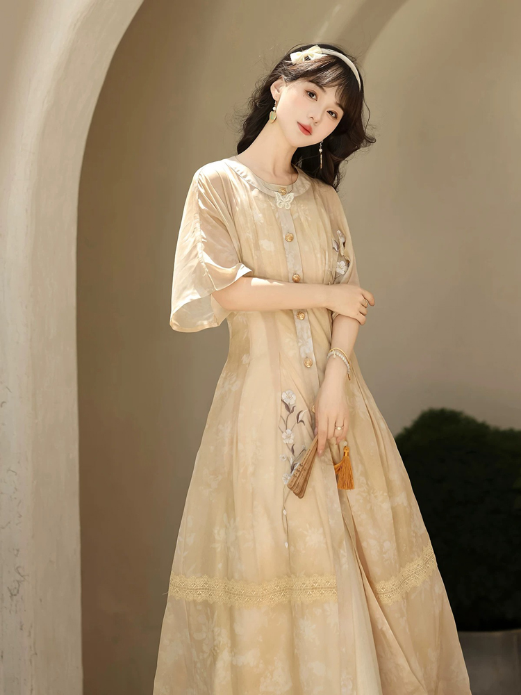 Summer Women Dress Set with Classic Hanfu Elements
