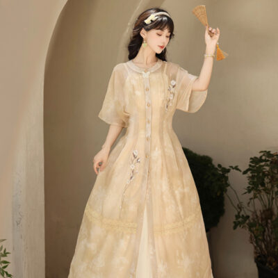 Summer Women Dress Set with Classic Hanfu Elements