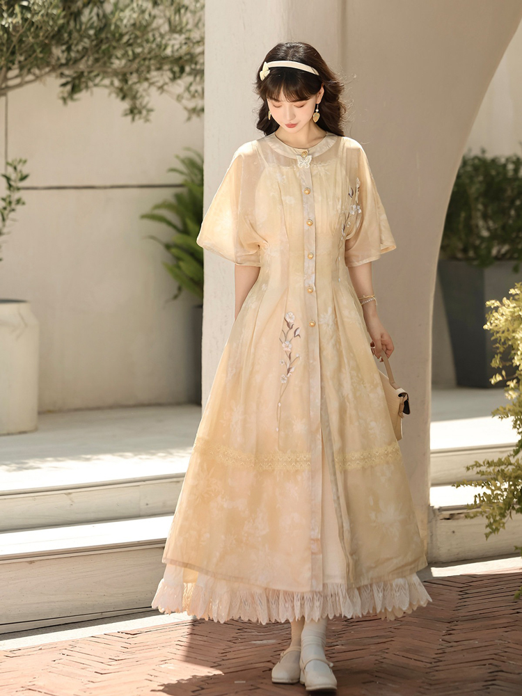Summer Women Dress Set with Classic Hanfu Elements