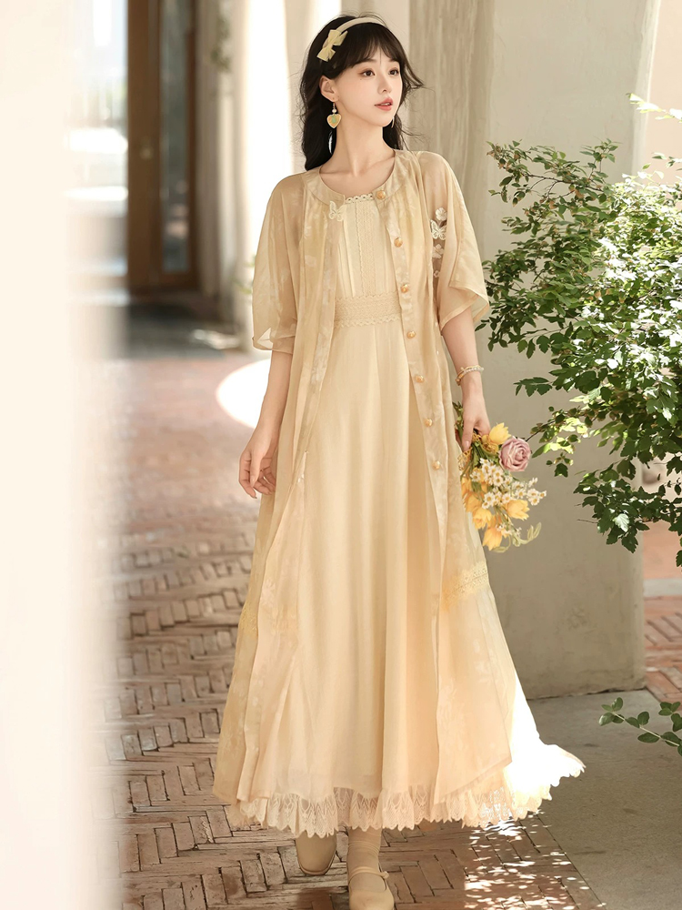 Summer Women Dress Set with Classic Hanfu Elements