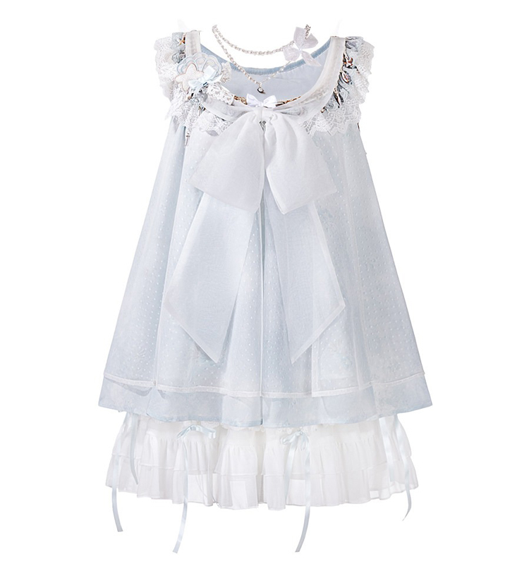 Women Casual Hanfu-Inspired Sleeveless Outfit in Blue Tones