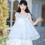 Women Casual Hanfu-Inspired Sleeveless Outfit in Blue Tones